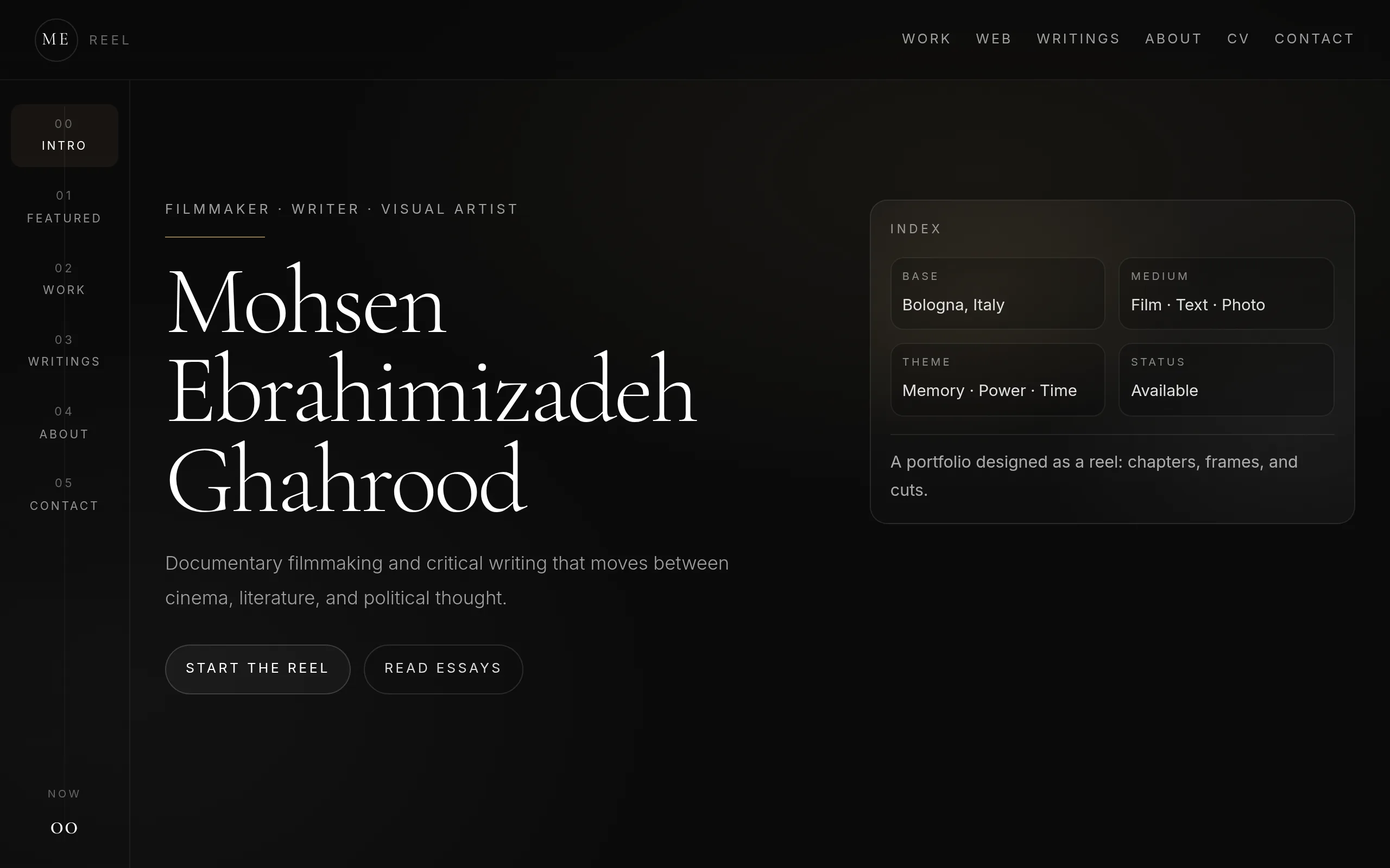 Personal Portfolio - Cinematic Design
